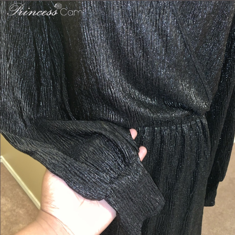 🆕 Zara Black Metallic Surplice Mini Dress Sz M - Picture 7 of 8